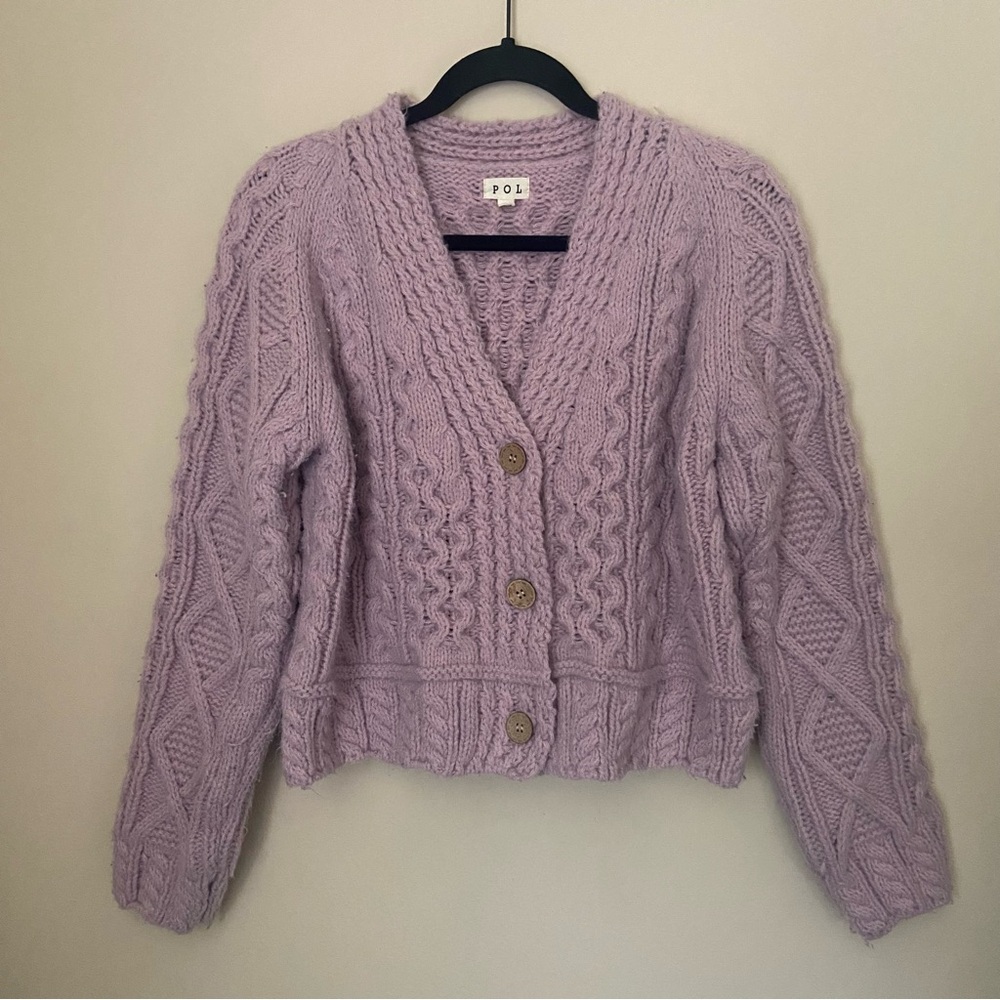 pol chunky cable knit cardigan sweater